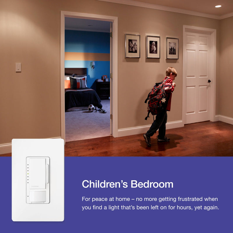 Lutron Maestro Motion Sensor Dimmer Switch for Bathroom, Garage, Laundry Room, and Closet, Occupancy and Vacancy Sensor, Single-Pole/Multi-Location, No Neutral Req, MSCL-OP153M-BL, Black 1 Pack
