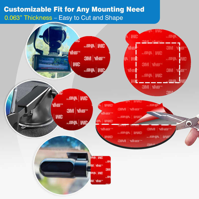 [AUSTRALIA] - 3M VHB Double-Sided Adhesive Pads for Dash Cam Mount – 4-Pack 2.2" Round, Heat Resistant Sticky Tape for Car Windshield, Dashboard, GPS, and Camera Holders with 4 Adhesion Promoter 