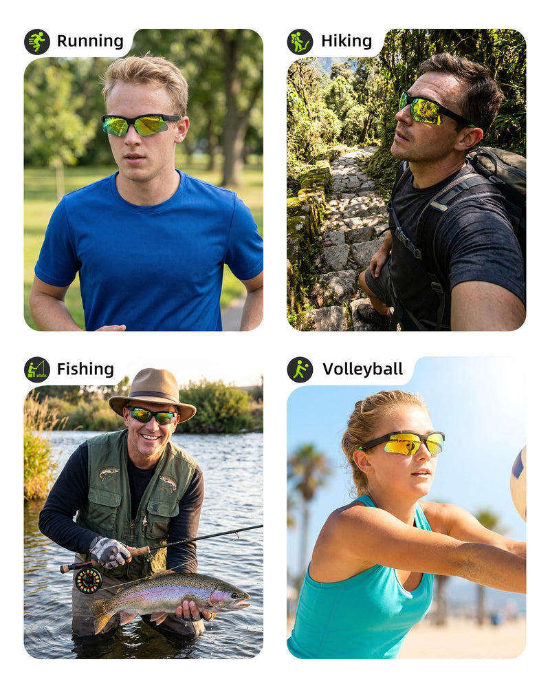 Bluetooth Smart Glasses for Sports, Polarized UV400 Sports Sunglasses | Bluetooth Open Ear Audio with Touch Control, AI Assistant, IPX6 Waterproof Sports Glasses for Biking Running