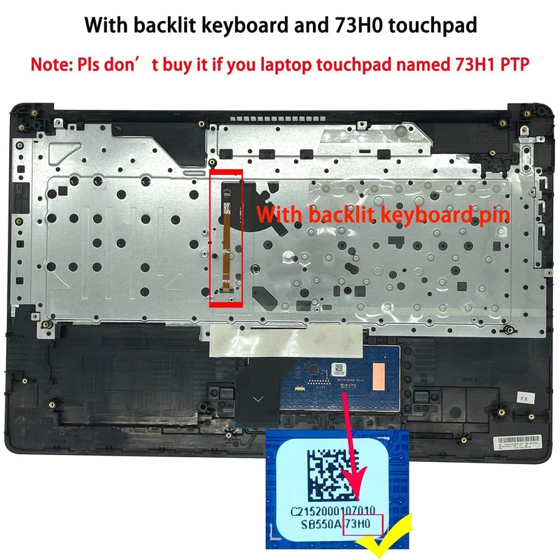 Replacement for HP Laptop 17-by 17-ca 17t-by 17z-ca Upper Case Palmrest US Layout Backlit Keyboard with 73H0 Touchpad Assembly L22749-001 Gray | Upper Case Top Cover Replacement,Backlit Keyboard,US Layout,with 73H0 Touchpad,Gray,P/N L22749-001