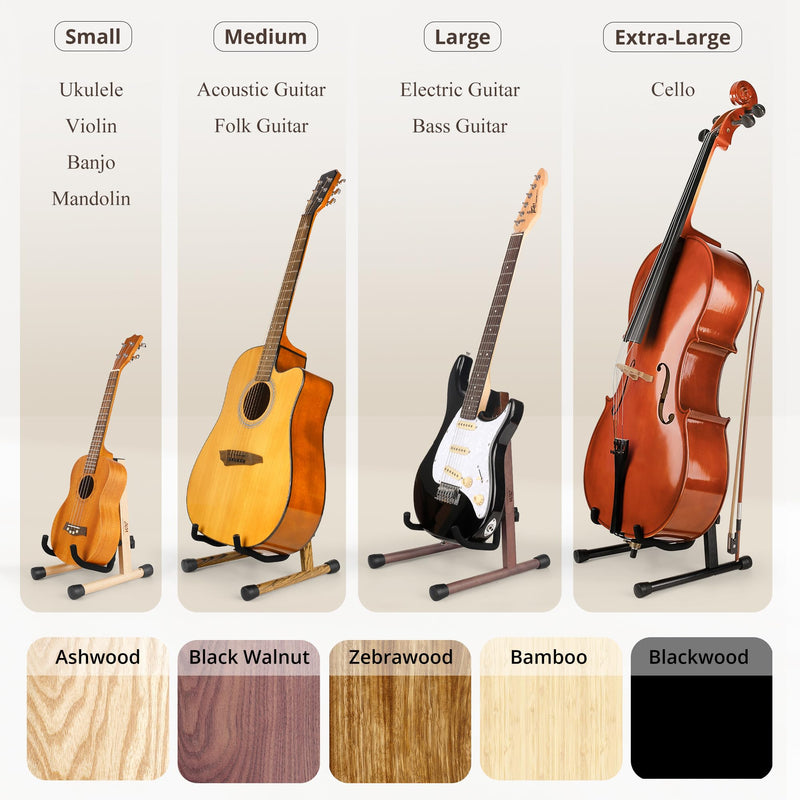 [AUSTRALIA] - Electric Guitar Stand, Bass Guitar Stand, A Frame Wooden Floor Stand for Bass, Electric Guitar with Soft foam and Non-slip Base Rubber, Electric Guitar Bass Stand for Studio, Living Room, Zebrawood Electric Guitar & Bass 