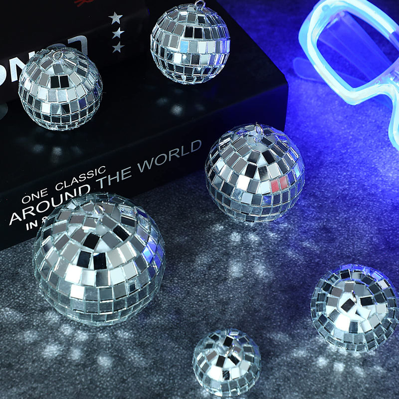 [AUSTRALIA] - MTLEE 20 Pcs Mini Disco Ball Decoration Ornaments Hanging Mirror Disco Ball with Rope Cake Topper Different Size 70s Disco Themed Party Wedding Supplies(2.4 Inch, 2 Inch, 1.6 Inch, 1.2 Inch) 2.4 Inch, 2 Inch, 1.6 Inch, 1.2 Inch 