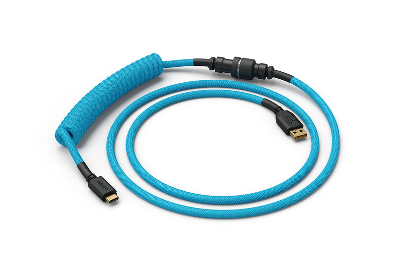 GLORIOUS Coiled Keyboard Cable – Coiled USB C Cable Artisan Braided Cables for Mechanical Gaming Keyboard Coiled Cable - Custom Keyboard Cable (Electric Blue) Electric Blue
