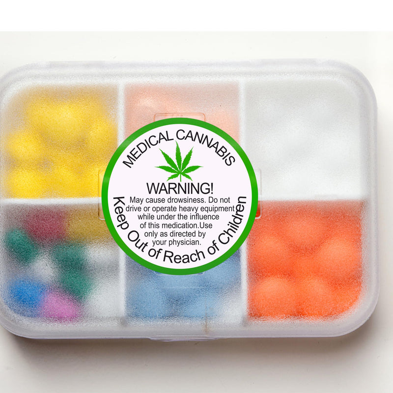 Hylabelest 38mm General Medical Cannabis Warning Labels Keep Out of Reach of Children Round Stickers