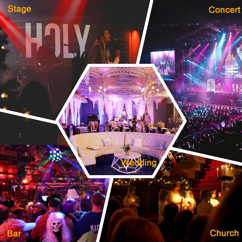 DJ Par Lights, RGBW LED Par Light with Sound Activated and Remote, DMX Stage Uplighting for Event Wedding Church Festival Stage Lighting﻿﻿