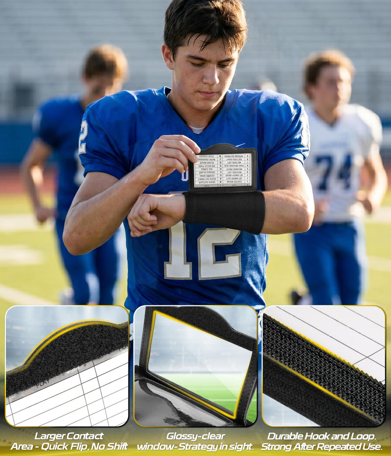 Football Wristbands, Football Play Quarterback Play Wristband Coaching, Youth Wristband Baseball Softball Training Aid and Coaching Tool 15 Pack 45 Play Sheets