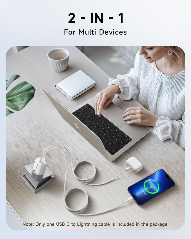 RAVIAD iPhone Charging Cable and Quick Charger [MFi Certified] 20W iPhone Charger, 2M USB C to Lightning Cable with Power Adapter Charging Plug for iPhone 14 Pro Max 13 Plus 12 11 SE X iPad 1-Pack mit 2M Kabel