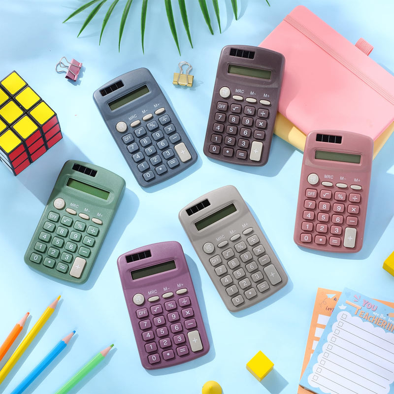Tellegloww 24 Pcs Pocket Size Solar Calculators Bulk for Classroom Mini Basic Calculator Solar Battery Dual Power 8 Digit Display for Kids Student School Office Accounting Tool