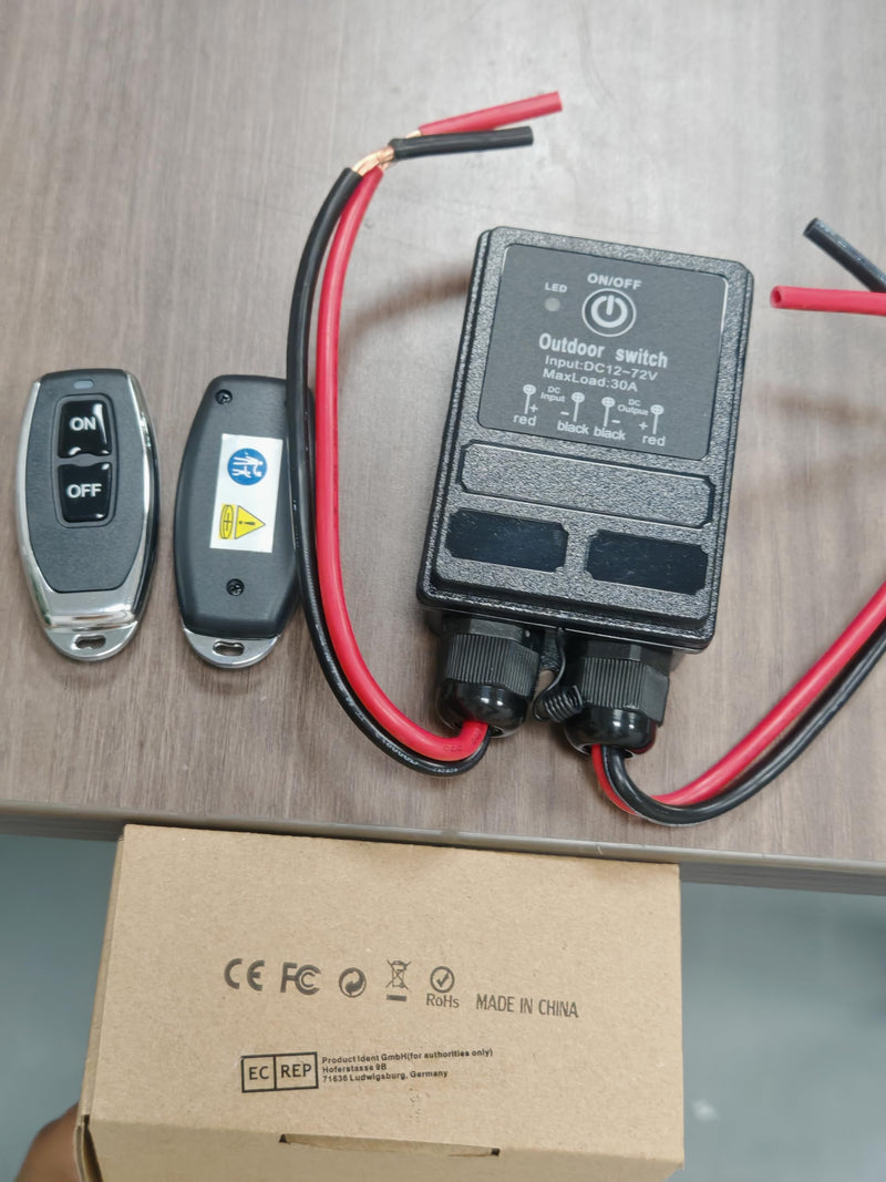 Waterproof Remote Control Relay Switch, 328ft Long Range Wireless Remote Switch,DC 12V-72V Relay RF Remote Control Switches for Outdoor Light