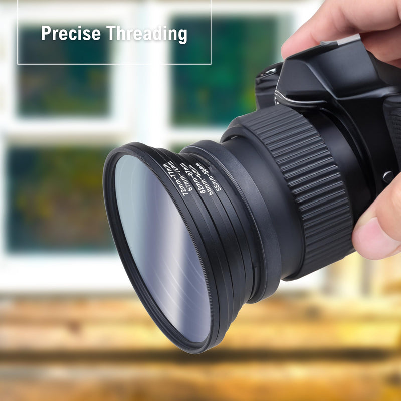 [AUSTRALIA] - 18-Piece Filter Ring Adapter Set - 9X Step-Up Rings and 9X Step-Down Rings for Lens Filters, Lens Hoods, and Lens Converters - Includes 4X Microfiber Cleaning Cloths (7x6 Inches) Step Up + Down Lens Filter Adapter Kit - Set of 18 
