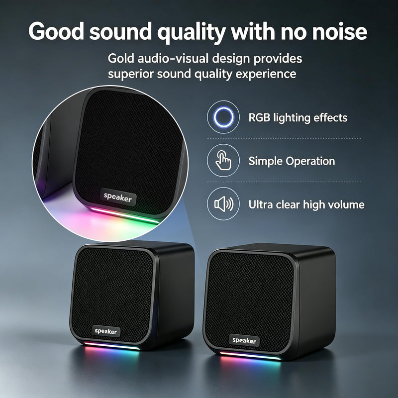 Computer Speakers USB-A Powered Wired Stereo Desktop Speakers with 3.5mm Aux Plug No Bluetooth for PC Laptop 2026, Brown
