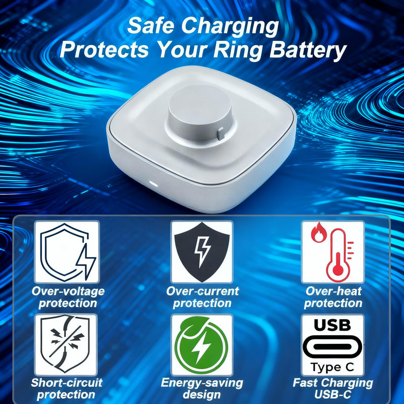 Smart Ring Charger Compatible with Oura Ring Gen 4, Size-Specific Replacement USB-C Fast Charger with Safe Temperature Control（Size 12）