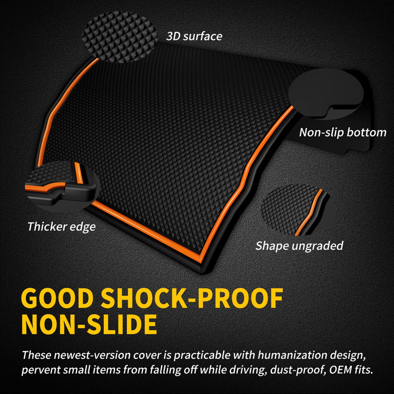 Premium Dashboard Mats Fit for Subaru Crosstrek/Impreza 2018-2023 and Forester 2019-2024 Accessories, Custom Rubber Liner Inserts (Orange Trim) Orange Trim