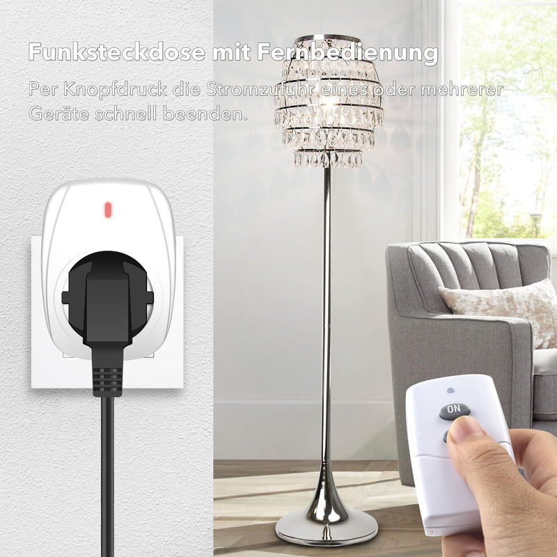 HBN 1 x Radio Socket with 1 Remote Control, 16 A/3,680 W Remote Controlled Plug for Indoor Christmas Decoration, Household Appliances, Range 30 m, White 1er