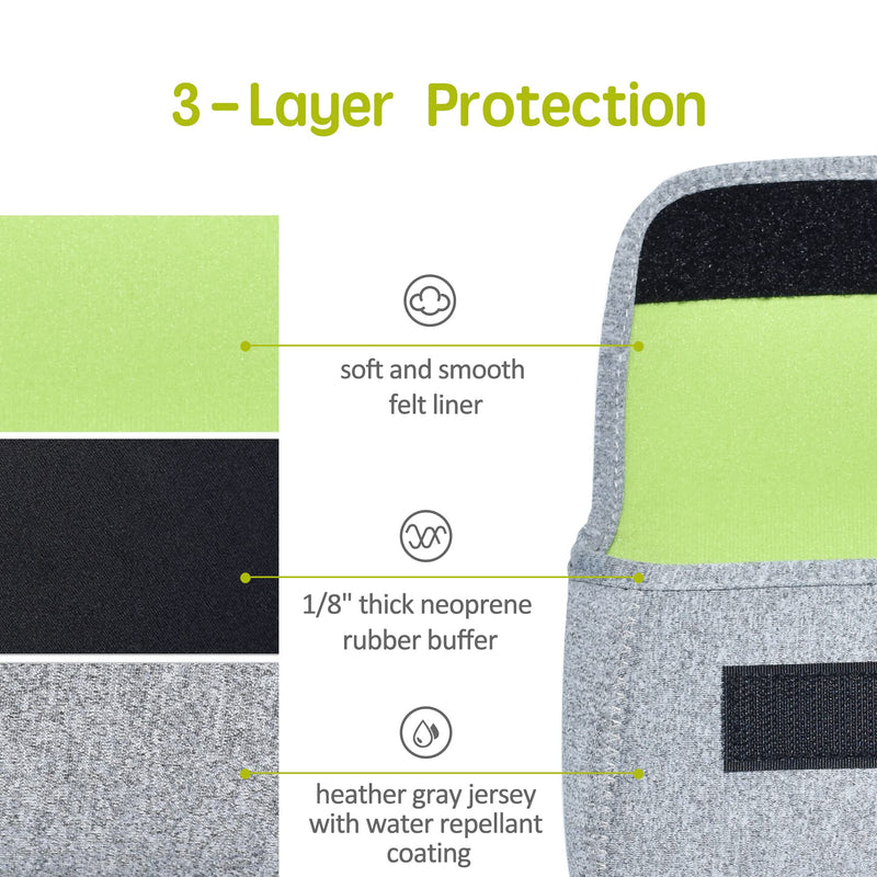 QUESTON Storage Pouch Bag Cases for Accessories MacBook Laptop Power Adapter, Wireless Mouse, iPhone Chargers, Cellphone, Power Bank, Cord, Travel Cable Electronic Organizer Small Light gray/green