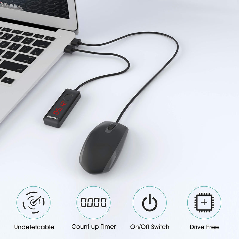 HONKID Mouse Jiggler USB C with LCD Timer ,Mouse Mover Jiggler with 3 Realistic Random Movements and Memory Function,Simulate Mouse Move to Keep Laptop Awake USB-C Port