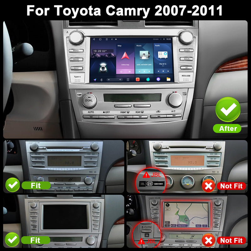 4Core & 32GB Android 15 OEM Car Radio for Toyota Camry 2007-2011 | Upgrade Wireless CarPlay & Android Auto with WiFi 6, Bluetooth 5.4, GPS, FM/RDS Radio, EQ, SWC, 1080P Backup Camera OEM-4Core-2GB RAM+32GB ROM
