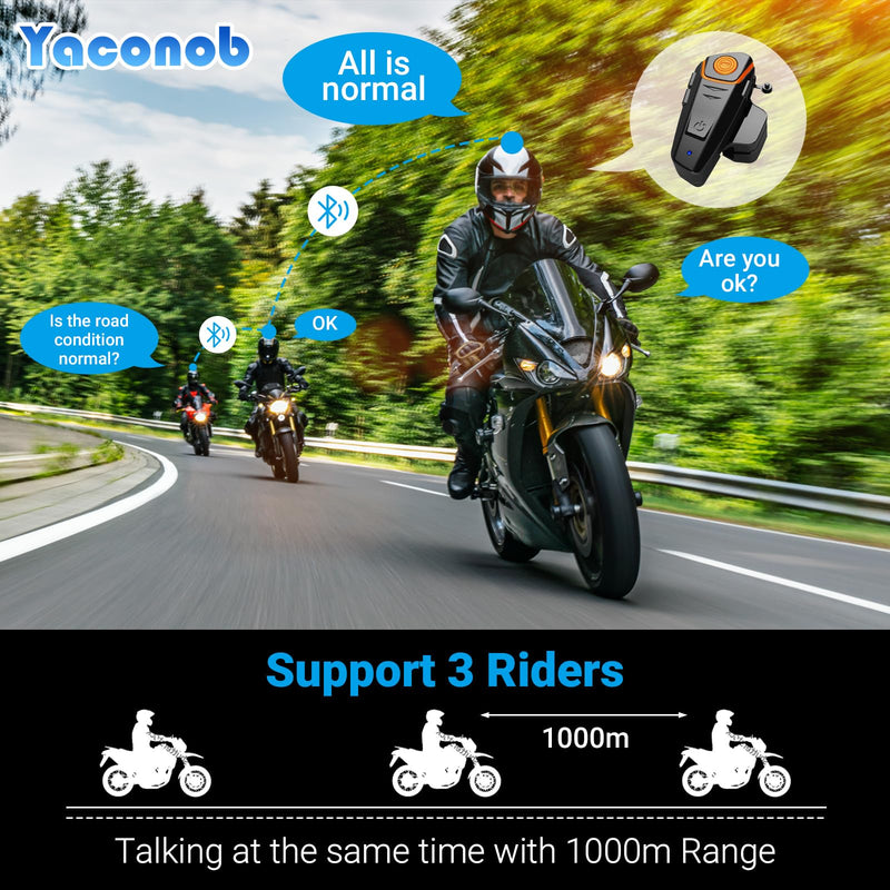 Helmet Bluetooth Headset Bt-S2ns, 1000m Helmet Communication System, Connect Up to 3 People 2 People Talk At The Same Time（1pack） 1 Pack