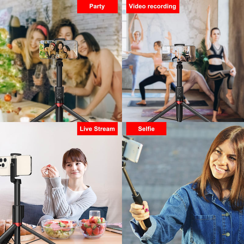 Newmowa Phone Remote Selfie Stick, Extendable Tripod with Rechargeable Detachable Remote for iPhone Video Photo Shooting/Zooming/Lens Switching, Compatible with iPhone 11 and Above(iOS 15 Above)