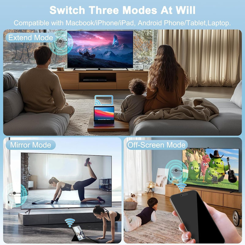 [AUSTRALIA] - 4K Wireless HDMI Display Adapter, 5G HDMI Wireless Dongle Adapter, Mirroring Extender Stream Video/Audio from Android/iOS/Windows/MacOS/Laptop to TV/Monitor/Projector, Support Airplay DLNA Miracast Black 