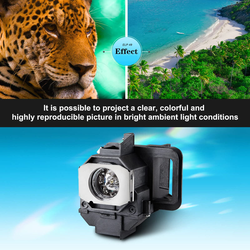 YOSUN Replacement lamp for epson-elplp49-v13h010l49 Powerlite Home Cinema 8350 8345 8500ub 8700ub 8100 6100 6500ub Replacement Projector lamp Bulb, with Housing ELP49