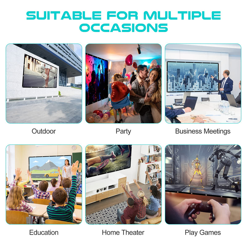 [AUSTRALIA] - AAJK Projection Screen 100 inch, Washable Projector Screen 16:9 Foldable Anti-Crease Portable Projector Movies Screen for Home Theater Outdoor Indoor Support Double Sided Projection 100' 