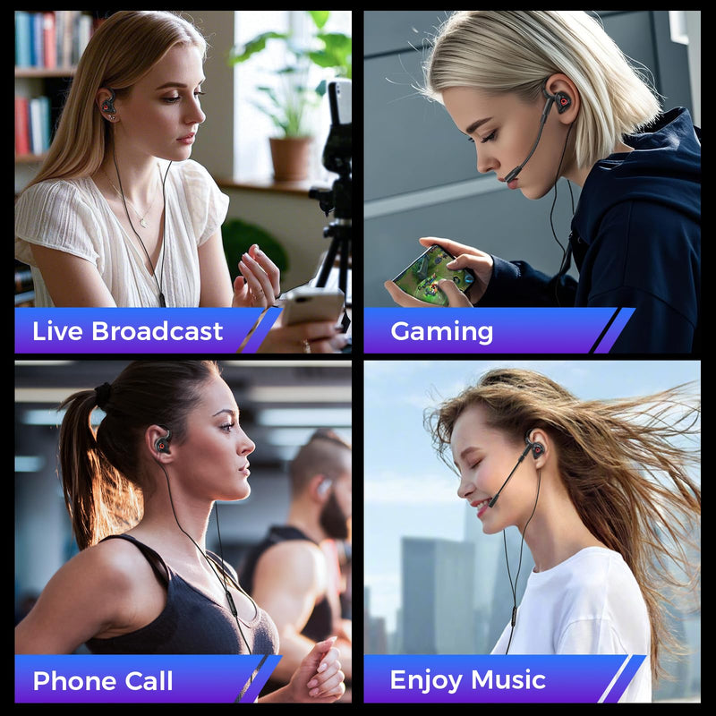 [AUSTRALIA] - BlueFire Wired Gaming Earbuds with Microphone, Deep Bass in-Ear Monitors Earphones, HiFi Noise Cancelling Headphones for Music Gaming Video Calling 