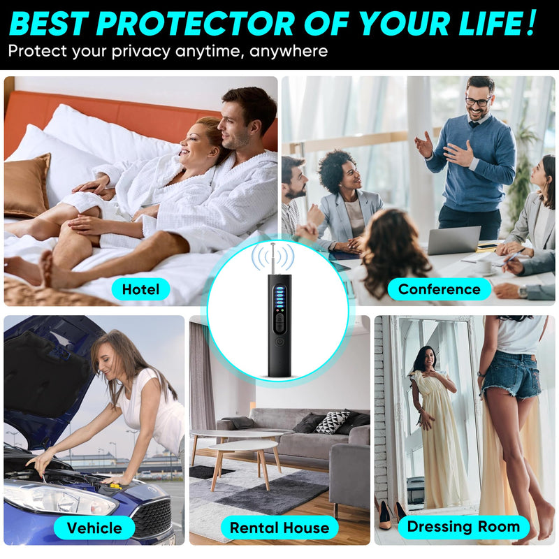 Hidden Camera Detector, 2024 Anti-Spy Camera Detector, Hidden Device GPS Detector, Bug Detector, Rf Wireless Signal Scanner, Camera Detector for Hotels, Home, Office, 5 Levels Sensitivity (Black) Black