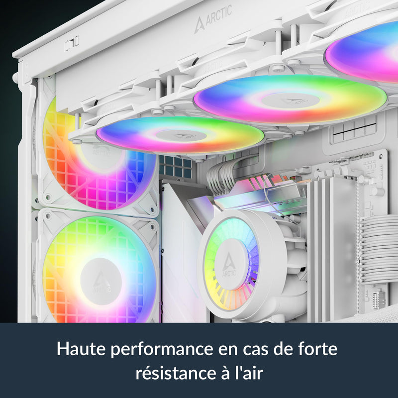 ARCTIC P12 Pro A-RGB (White) - Powerful Premium Fan, 120 mm PWM Fan with Y-Cable Splitter, 600-3000 RPM, 0 RPM <5% PWM, 5V Digital RGB, Fluid Dynamic Bearing, 4-Pin - White