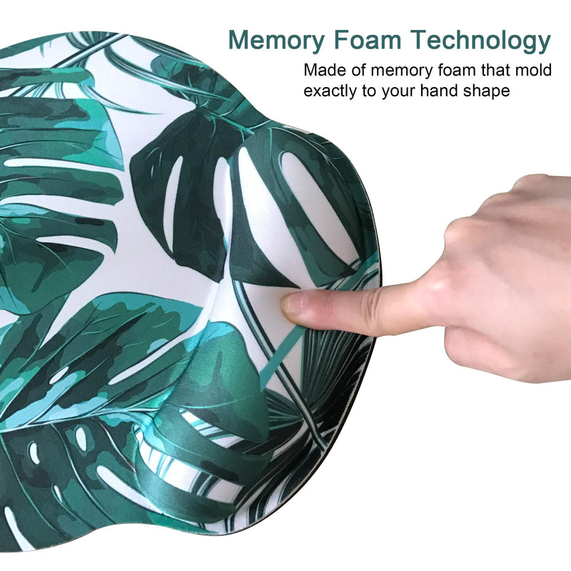 Ergonomic Mouse Pad with Wrist Support,Dooke Cute Wrist Pad with Non-Slip Rubber Base for Computer, Laptop, Home Office Gaming, Working, Easy Typing & Pain Relief Tropical Leaf Green Plant