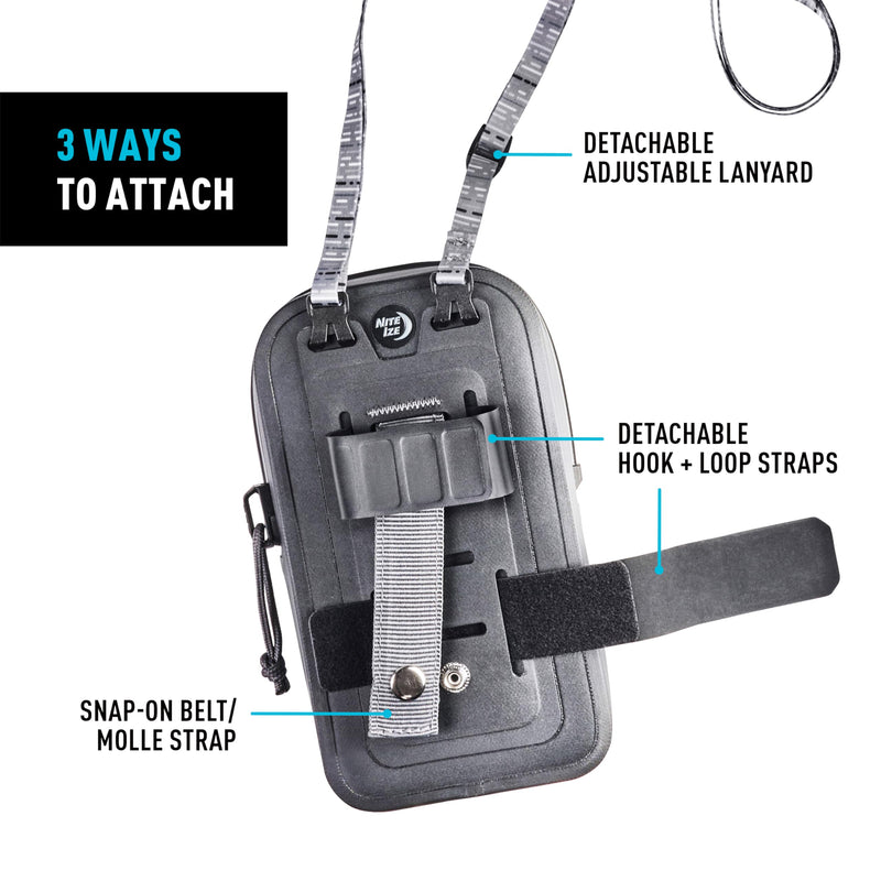 Nite Ize RunOff Waterproof Phone Case Plus - Touchscreen-Friendly, Waterproof Phone Pouch for Travel - Rated to IP67 - Features Adjustable Cross-Body & Snap-On Straps - Includes TRU Zipper Technology
