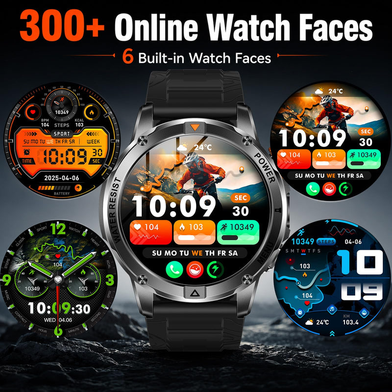 KPEP Smart Watch for Men (Answer/Make Call) - 1.53" HD Military Smartwatch | 100 Days Extra-Long Battery Life Fitness Tracker, Flashlight/100+Sports/Heart Rate/Sleep Monitor/IP68 Waterproof Android iOS