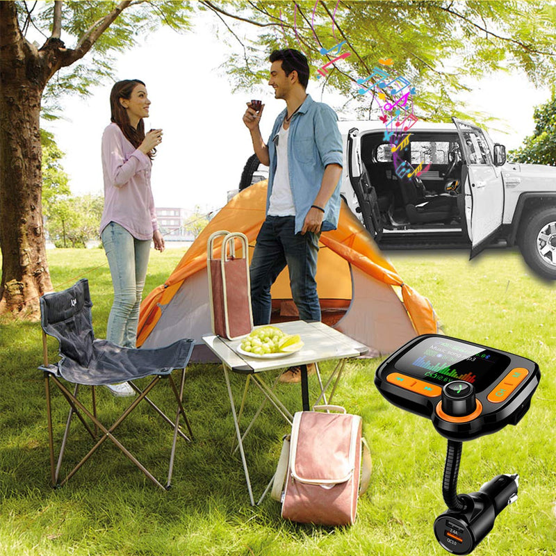 [AUSTRALIA] - TSNAM Bluetooth FM Transmitter Car Adapter,Support Wireless Handsfree Call and MP3 Music/APP Audio Play,1.8" Color Screen,3 USB Charger,3.5mm AUX Port,Compatible with iPhone,iPad,Samsung and More 