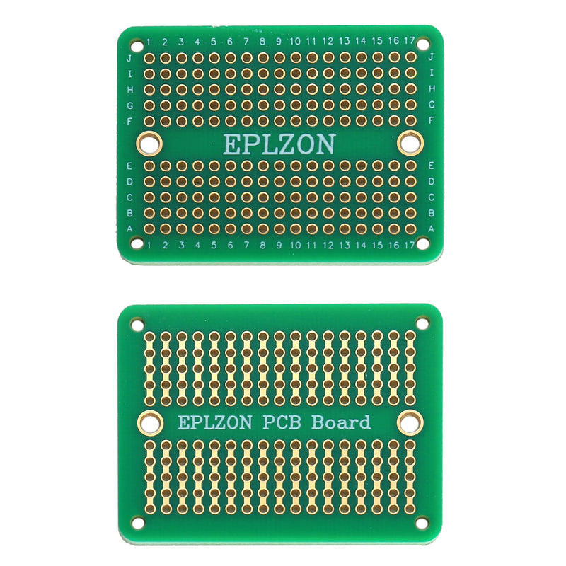 EPLZON Prototype Board Solderable Breadboard Double-Sided PCB Circuit Board for Welding, DIY Electronic Items, Green (Pack of 10) 10 Pieces, Green