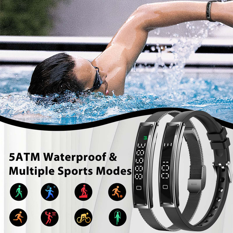 Smart Bracelet Fitness Tracker B3 & Cremation Ashes Cross Necklace Set, 5ATM Waterproof Health Tracker Band with 24/7 Heart Rate Sleep Monitor & Stainless Steel Memorial Urn Pendant with Fillin