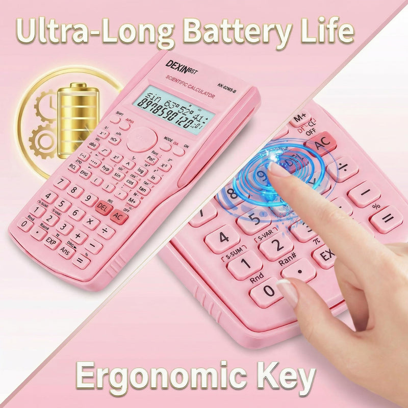 24 Pack Scientific Calculators, 2 Line Engineering Large Display Scientific Calculator Bulk Multi-Function Ideal for Student Teacher Algebra Chemistry Finance Construction Office School Business, Pink