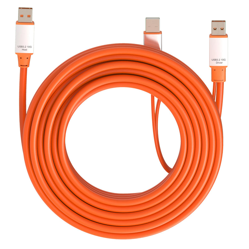OkyLink Active USB 3.2 Gen 2 A to A Cable Male to Male 10Gbps, 25ft | 8m with External Power, Long Range, Orange, for Home Theater, Office Wiring & Remote Connection USB3.2(10Gbps) 25ft (8m)