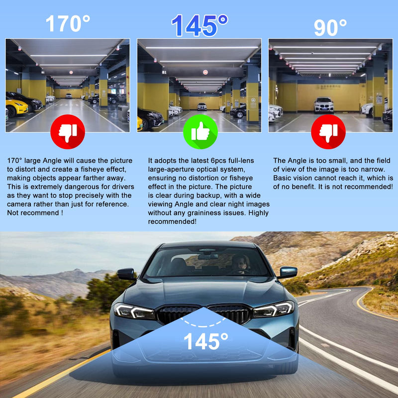 Front Blind Spot Camera for Ford F150 Escape Edge Explorer Focus | 1080P CVBS 145° Wide View Vehicle Front Bumper Cam with Radar Detection Gear Shift/High Beam Activated Parking Assistance