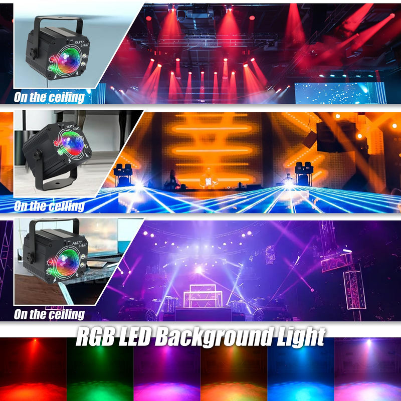 USB Powered 60-Patterns 240 Conbination Effects Stage Light Party Light Sound-Activated Disco Ball Laucnpty DJ Party Light Ideal for Christmas, Raves, Home Karaoke, Dance, Clubs, and Bar Parties