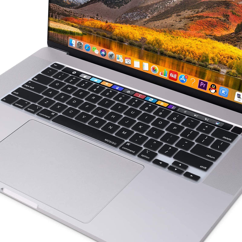 [AUSTRALIA] - MOSISO Keyboard Cover Compatible with MacBook Pro 13 inch M2 2023, 2022, 2021 2020 M1 A2338 A2289 A2251&Compatible with MacBook Pro 16 2020 2019 A2141 Touch ID,Protective Silicone Skin, Black 