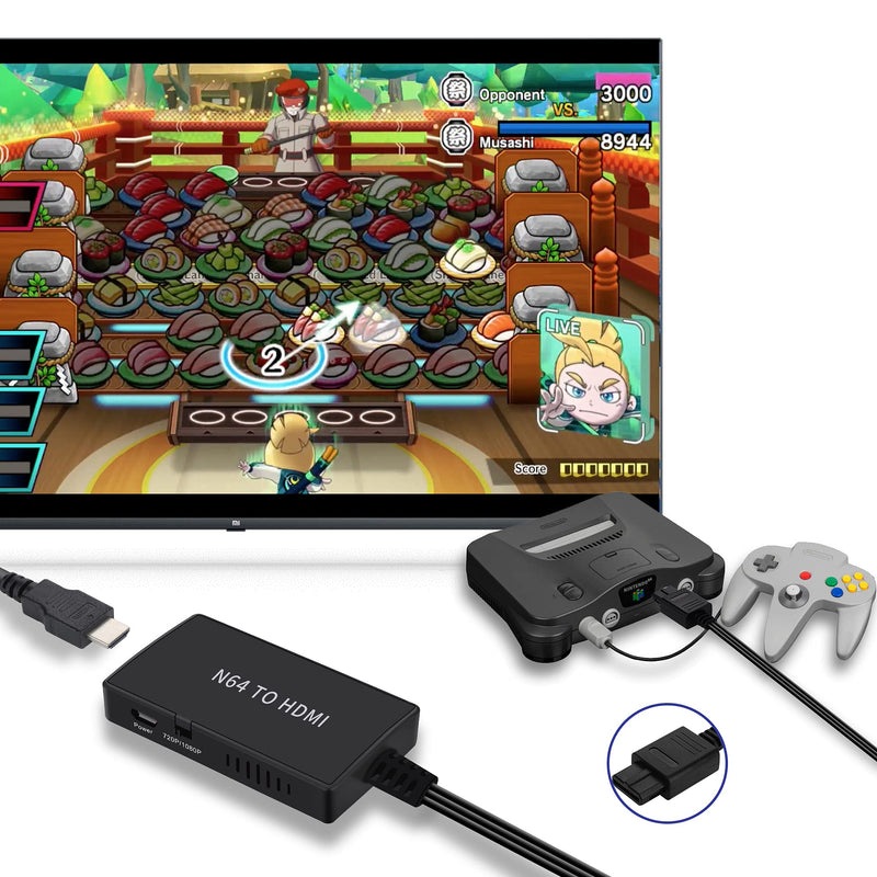 N64 to HDMI Converter Adapter, Converter for N64 /Gamecube/Super NES Game Video Signal to HDMI Signal, Displayed on 1080p HD TV/Moniter.