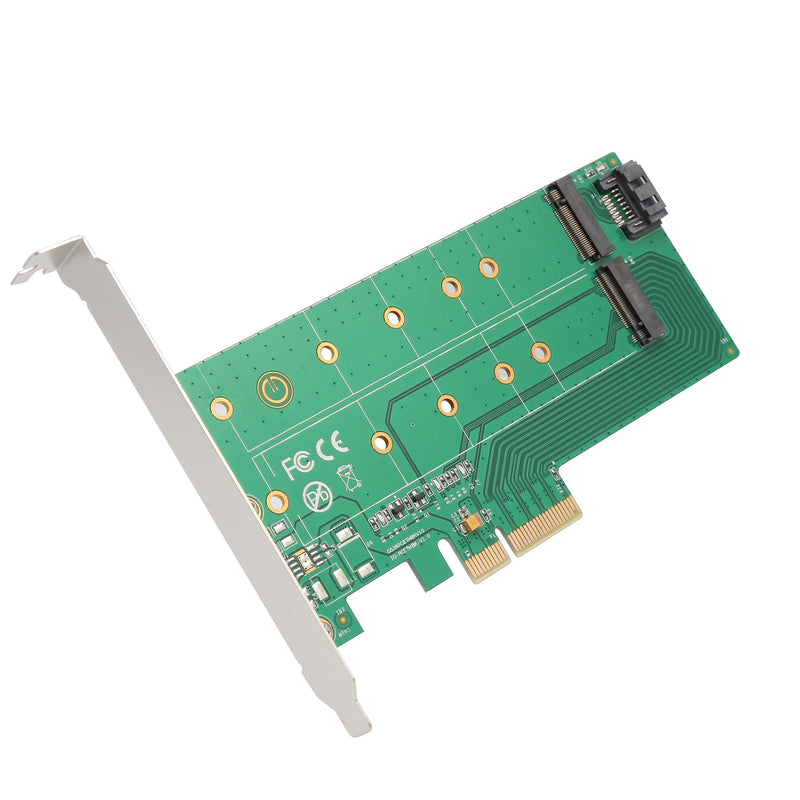 I/O Crest M2 SSD NVME M-Key to PCI-e 3.0 x4 Adapter Card and SATA B-Key M.2 to SATA Port convertor 22110 2280 2260 2242 2230 to with Low Profile Bracket - Dual M.2 PCIe Adapter M.2 M-Key & B-Key PCI-e