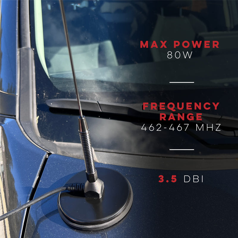 [AUSTRALIA] - Authentic Genuine Nagoya UT-72G Super Loading Coil 19-Inch Magnetic Mount (Heavy Duty) GMRS (462MHz) Antenna PL-259, Includes Additional SMA Male & Female Adaptors for GMRS Handheld Radios 
