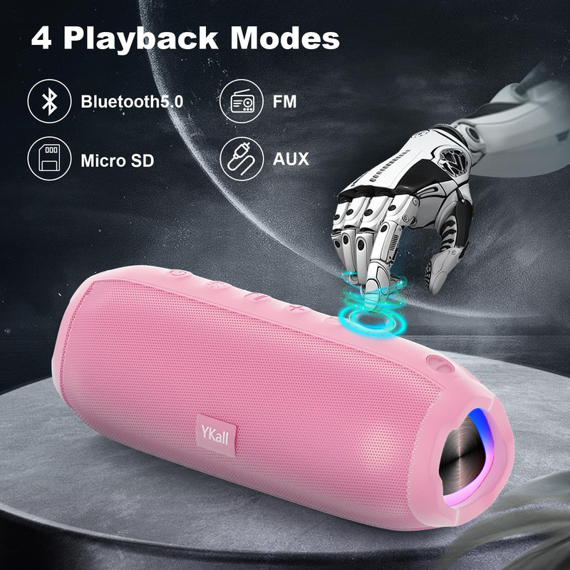 [AUSTRALIA] - Bluetooth Speakers, Portable Bluetooth Speaker Wireless with 20W Loud Stereo Sound, TWS Pairing, IPX6 Waterproof Shower Speakers, 36H Playtime, RGB Light Speaker, Built-in Radio Mode Light Pink 
