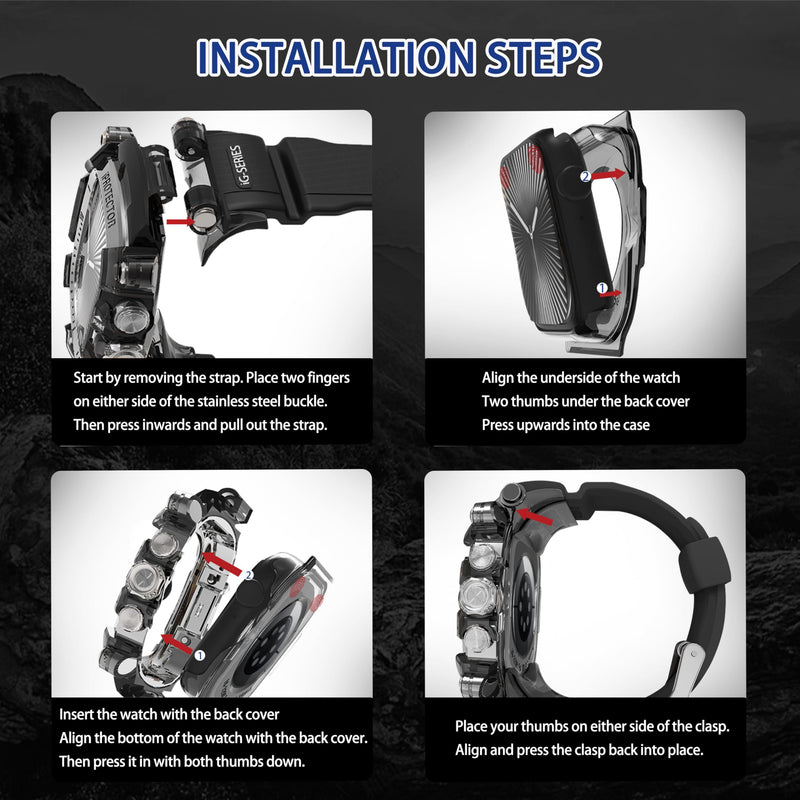 Case compatible with Apple Watch Series 10/11 46mm Bands for Men, iG3200 High End Sport Wristband with Case Protector for iWatch 10/11 46mm, Stylish Gift for Husband Boyfriend (Silver)