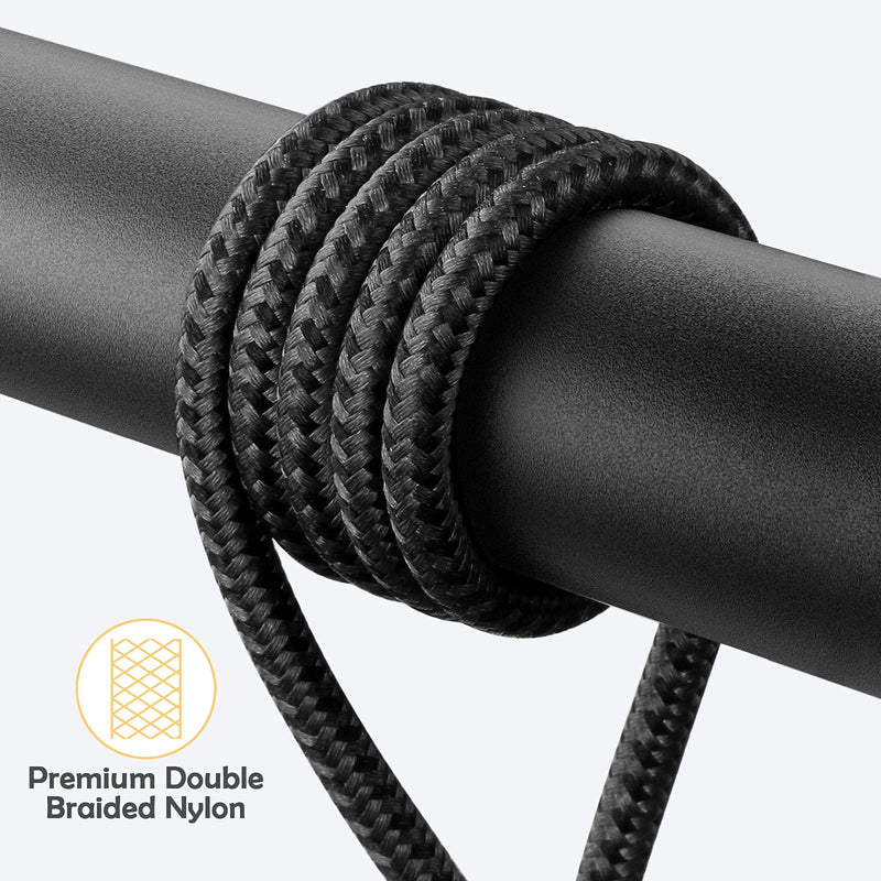 [AUSTRALIA] - 90 Degree iPhone Charging Cable 2Pack 10ft Right Angle Nylon Braided Lightning Charger Cord Compatible with iPhone 14 13 12 11 Pro Max XS XR X 8 7 6 5 Plus iPad（Black） USB-A Black 