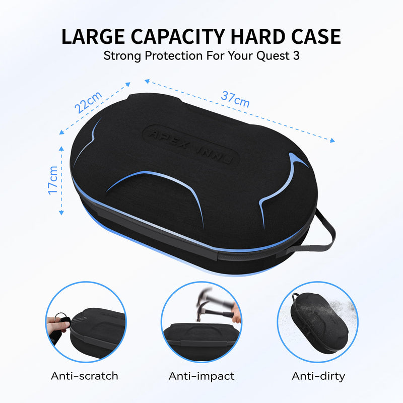 APEXINNO Silicone Face Pad Cover Compatible with Meta Quest 3S Accessories,Large Carrying Case for Meta Quest 3S/Oculus Quest 3/Oculus Quest 2/Quest 3