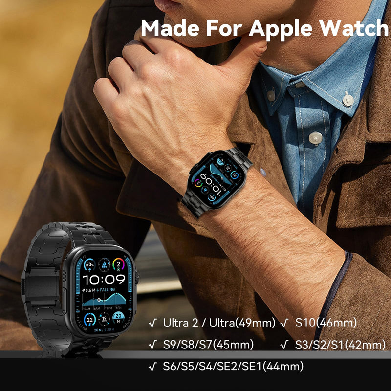 Magnetic Titanium Band for Apple Watch Ultra 2 & Ultra 49mm/ Series 10 46mm/ Series 9/8/7 45mm /SE 44mm, Premium Adjustable Titanium Watch Band with Scratch-Resistant Coating