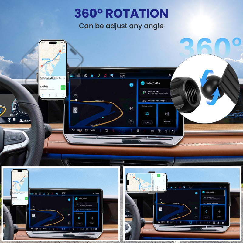 Car Phone Holder Compatible with 2025-2026 Volkswagen VW Tiguan Accessories 12.9-Inch Screen, Phone Mount with Universal Bracket & Fixed Clip, 360° Rotation Not Affect Air Vent 12.9-Inch for VW Tiguan 2025-2026
