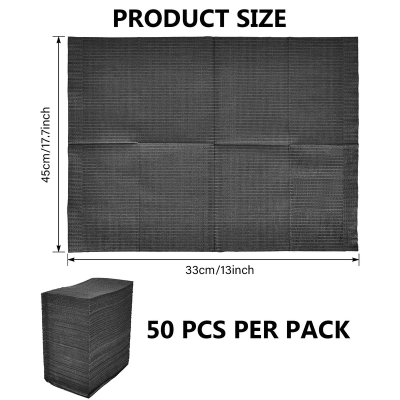 Pack of 50 Dental Bibs, Patient Napkins, Tattoo Bibs, Disposable Dental Bibs, Disposable Tattoo Tablecloth, Waterproof Tattoo Bibs, Tattoo Tablecloths, Clean Pad, Tattoo Tray Covers, black